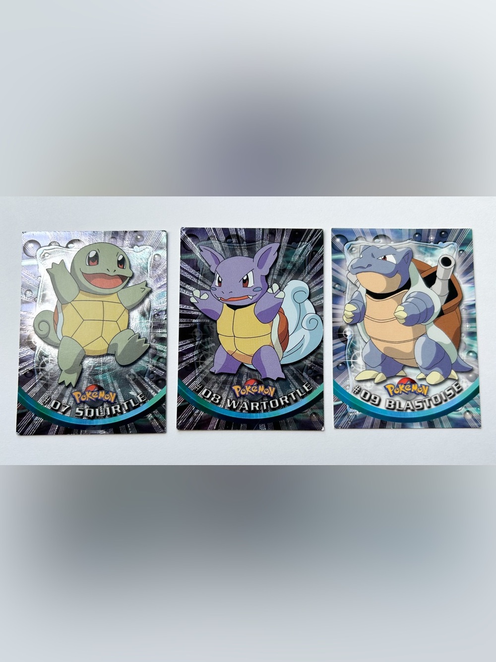 Pokémon Topps Squirtle, Wartortle and Blastoise